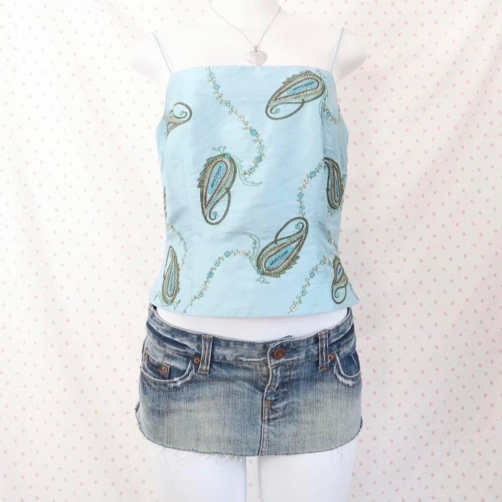 y2k silk paisley tank top